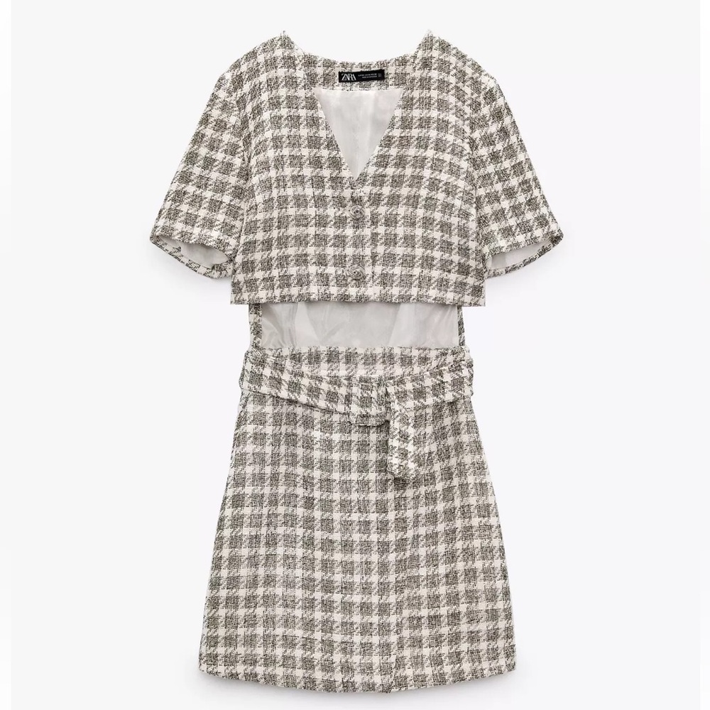 Zara Tweed Houndstooth Dress